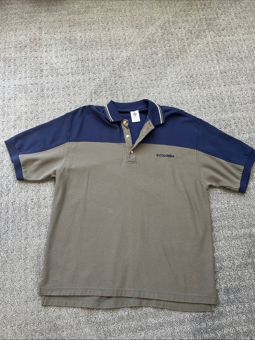 Columbia Men's Olive and Navy Colorblock Polo
